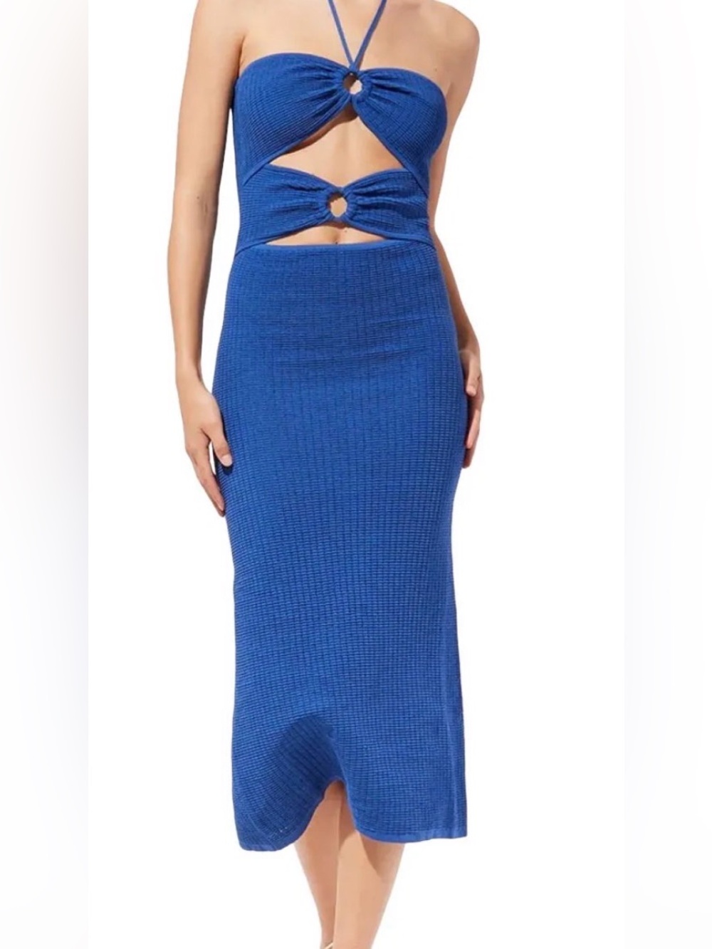 Solid & Striped | The Arianna Dress, Blue Knit Cutout Midi Skirt